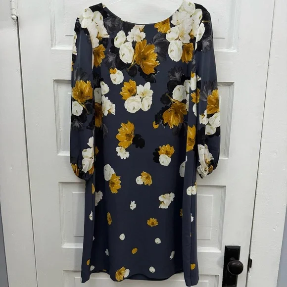 Ann Taylor Factory Floral Shift Dress 12P Petite Feminine Classic - Picture 1 of 7